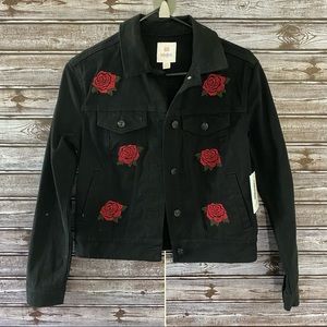 NWT LulaRoe‎ Rose Embroidered Jean Jacket XXS